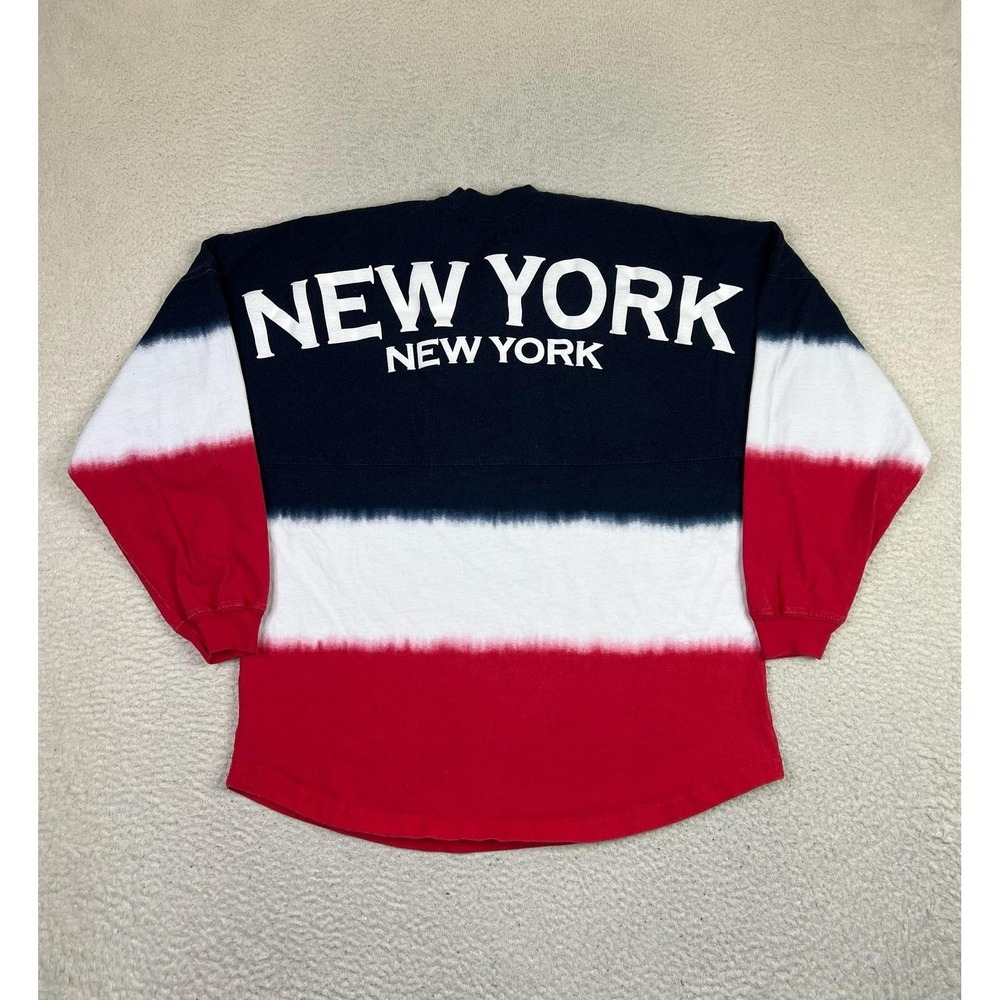 Spirit Jersey Shirt Medium Navy Red Tie Dyeβ Long Sleeve New York New York
